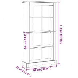 Bibliotecă 4 rafturi pin, stil mexican Corona 81 x 29 x 150 cm - Img 8