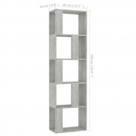Bibliotecă/Separator cameră, gri beton, 45x24x159 cm, PAL - Img 7