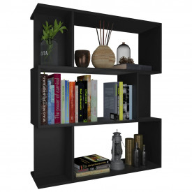 Bibliotecă/Separator cameră, negru, 80x24x96 cm, PAL - Img 3
