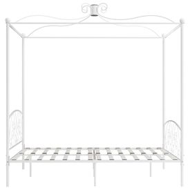 Cadru de pat cu baldachin, alb, 160 x 200 cm, metal - Img 3
