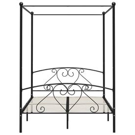 Cadru de pat cu baldachin, negru, 140 x 200 cm, metal - Img 3