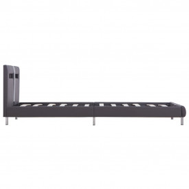 Cadru de pat cu LED, gri, 90 x 200 cm, piele artificială - Img 5