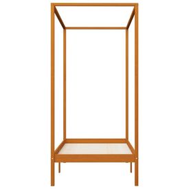 Cadru pat cu baldachin, maro miere, 100x200 cm, lemn masiv pin - Img 3