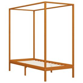 Cadru pat cu baldachin, maro miere, 90x200cm, lemn masiv pin