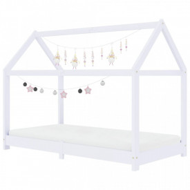 Cadru pat de copii, alb, 70 x 140 cm, lemn masiv de pin