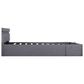 Cadru pat hidraulic cu LED, gri închis, 140x200 cm, textil - Img 3