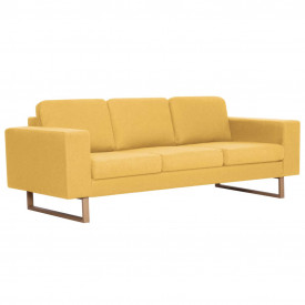 Canapea cu 3 locuri, galben, material textil - Img 2