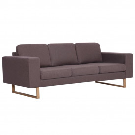 Canapea cu 3 locuri, gri taupe, material textil - Img 2