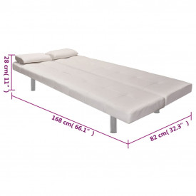 Canapea extensibilă 2 perne, piele artificială, reglabil, crem - Img 9