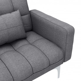 Canapea extensibilă, gri deschis, material textil - Img 7