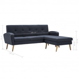 Canapea în formă L, material textil, 186x136x79 cm, gri închis - Img 11