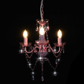 Candelabru cu mărgele, roz, rotund, 3 becuri E14 - Img 4