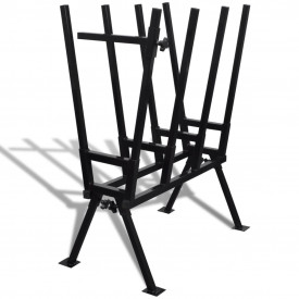 Capră din metal acoperit cu pulbere pentru tăiat lemne, negru