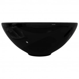 Chiuvetă ceramică pentru baie, rotundă, neagră - Img 4