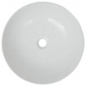 Chiuvetă de baie din ceramică, rotundă, 41,5 x 13,5 cm, alb - Img 3