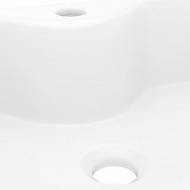 Chiuvetă de baie pătrată din ceramică cu gaură pentru robinet, alb - Img 6