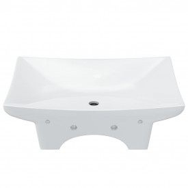 Chiuvetă din ceramică dreptunghiulară cu preaplin și gaură robinet - Img 5
