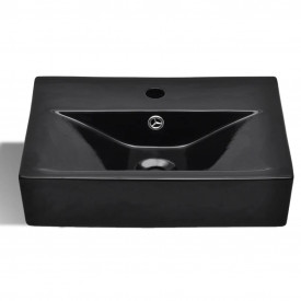 Chiuvetă dreptunghiulară de baie din ceramică, negru - Img 3