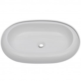 Chiuvetă ovală pentru baie din ceramică, Alb - Img 4