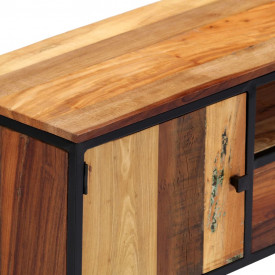 Comodă TV, 120 x 30 x 40 cm, lemn masiv recuperat și oțel - Img 5