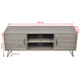 Comodă TV, 120x40x45 cm, gri - Img 5