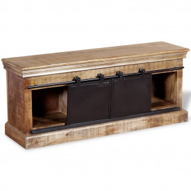 Comodă TV cu 2 uși glisante lemn de mango masiv 110x30x45 cm - Img 7