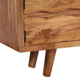 Comodă TV din lemn masiv de acacia, uși sculptate, 117x30x40 cm - Img 6