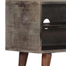 Comodă TV, gri, 115x30x46 cm, lemn masiv de mango - Img 7
