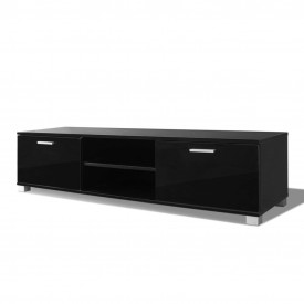 Comodă TV lucioasă, 140 x 40,3 x 34,7 cm, negru - Img 2
