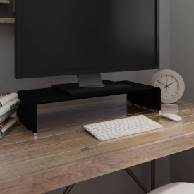 Comodă TV / suport monitor din sticlă, negru, 60 x 25 x 11 cm