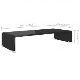Comodă TV / suport monitor din sticlă, negru, 60 x 25 x 11 cm - Img 6