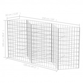 Coș gabion / jardinieră pentru legume, din oțel 120x30x100 cm - Img 6