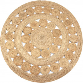 Covor din iută cu design împletit, 120 cm rotund