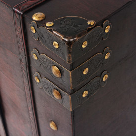 Cufăr vintage din lemn, 66 x 38 x 40 cm - Img 5