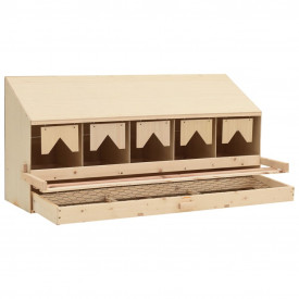 Cuibar găini cu 5 compartimente 117x33x54 cm lemn masiv pin - Img 4