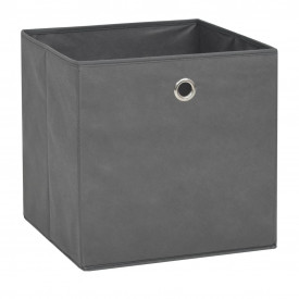 Cutii de depozitare, 10 buc, material nețesut, 32x32x32 cm, Gri - Img 2