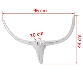 Decorațiune pentru perete tip cap de taur, aluminiu, 96 cm, Argintiu - Img 2