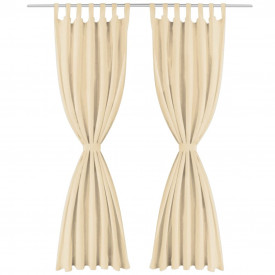 Draperii micro-satin cu bride, 2 buc, 140 x 225 cm, bej - Img 2