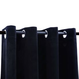 Draperii opace cu inele, 2 buc., negru, 140 x 175 cm, catifea - Img 3