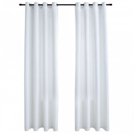 Draperii opace cu inele metalice 2 buc. alb-ivoriu 140x225 cm
