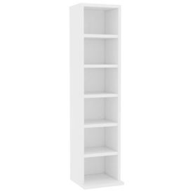 Dulap pentru CD-uri, alb, 21 x 16 x 88 cm, PAL