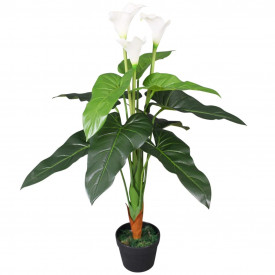 Floare de cală crin artificială cu ghiveci, 85 cm, alb - Img 1