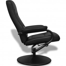 Fotoliu TV, cu taburet picioare, piele artificială, negru - Img 4