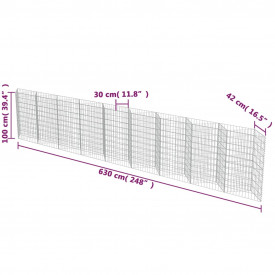 Gabion perete, oțel galvanizat, 630 x 30 x 100 cm - Img 7