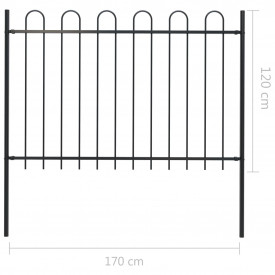 Gard de grădină cu vârf curbat, negru, 1,7 x 1,2 m, oțel - Img 5
