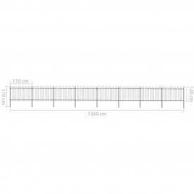 Gard de grădină cu vârf curbat, negru, 13,6 x 1,2 m, oțel - Img 5