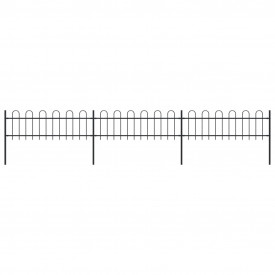 Gard de grădină cu vârf curbat, negru, 5,1 x 0,6 m, oțel