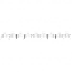 Gard de grădină cu vârf suliță, negru, (0,75-1)x15,3 m, oțel