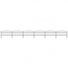 Gard de grădină cu vârf suliță, negru, (1-1,25)x10,2 m oțel
