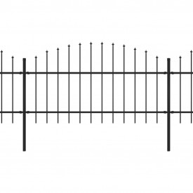 Gard de grădină cu vârf suliță, negru, (1-1,25)x10,2 m oțel - Img 2